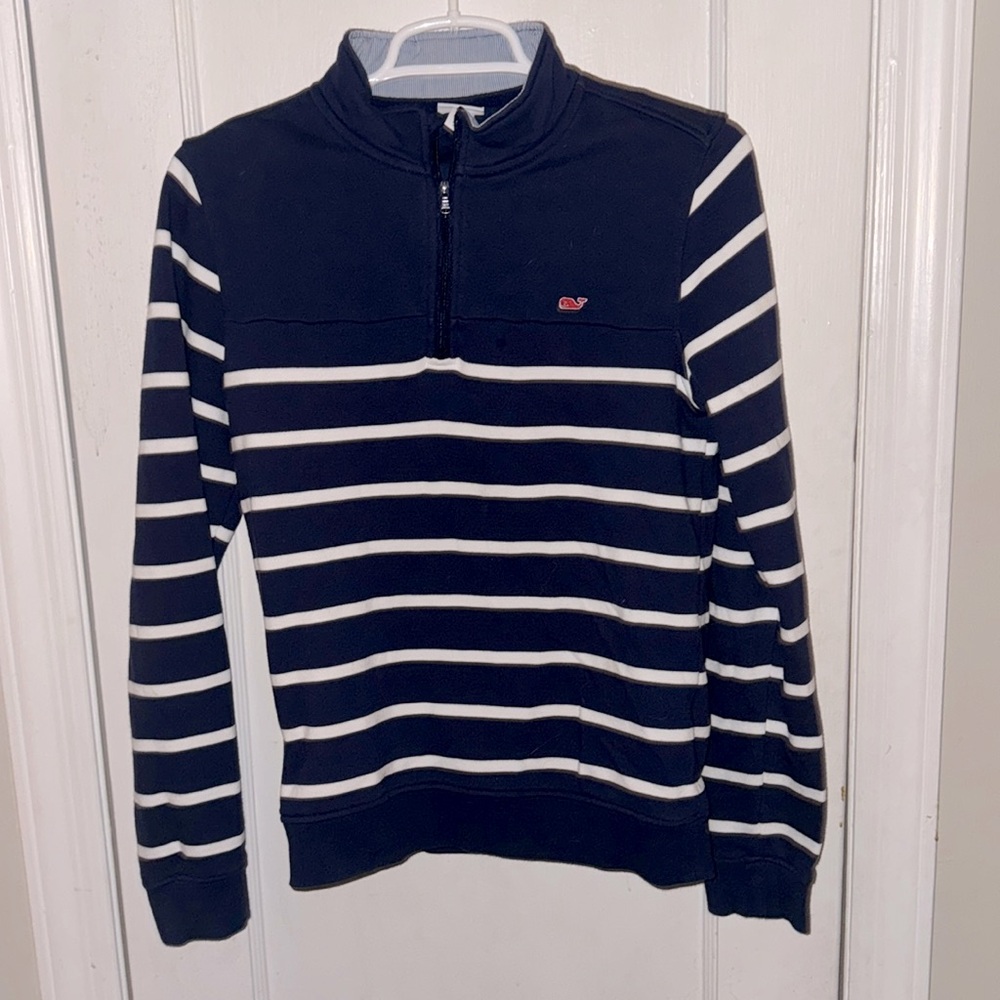 Vineyard Vines by Target 1/4 zip navy/white striped pullover size L.